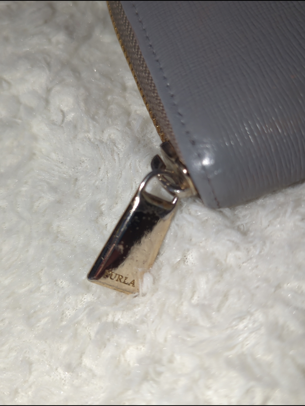 Furla Grey Taupe Saffiano Leather Zip-Around Compact Wallet - Picture 3 of 6